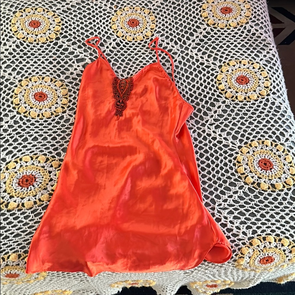 Orange Silk Slip Dress